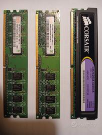 RAM DDR2 4GB (2x1GB Hynix + 1x2GB Corsair XMS2) PC