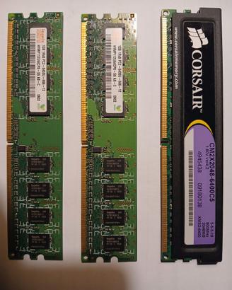 RAM DDR2 4GB (2x1GB Hynix + 1x2GB Corsair XMS2) PC