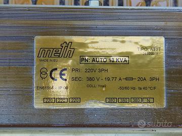 Trasformatore trifase italiano marca Meth SRL