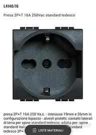 Presa 2P+T 16A 250Vac standard tedesco