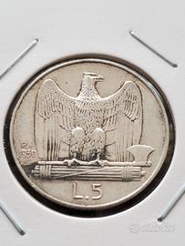 5 LIRE VITTORIO EMANUELE III AQUILOTTO 1930  