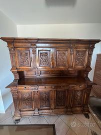 Credenza antica 2 corpo stile rinascimentale legno