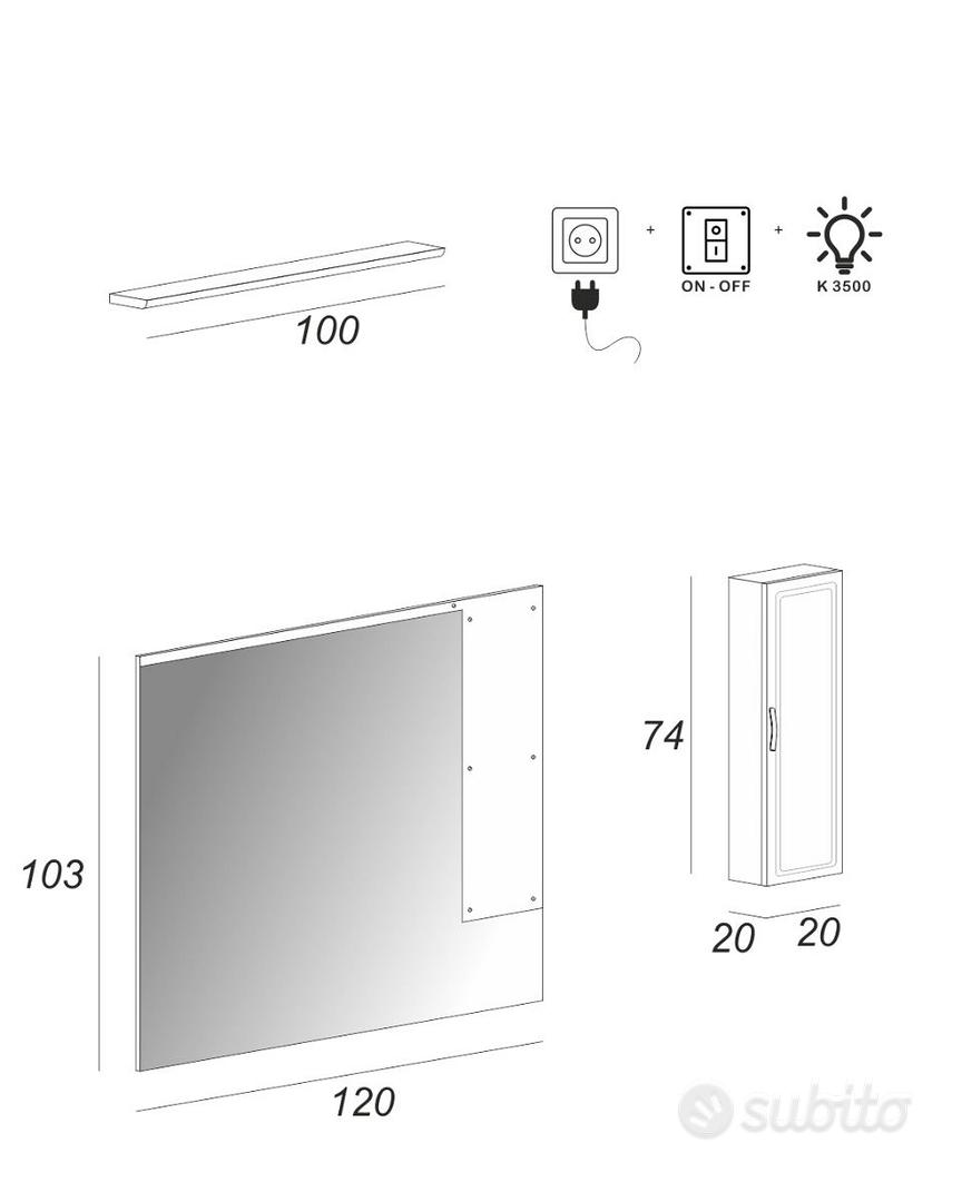 Mobile bagno a terra Claudia 120 cm bianco lucido e lavabo