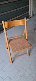 Sedia pieghevole in faggio e intreccio vimini