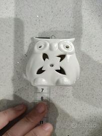 Lampada decorativa punto luce LED gufo in ceramica
