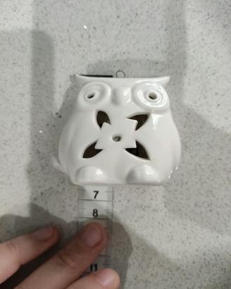 Lampada decorativa punto luce LED gufo in ceramica