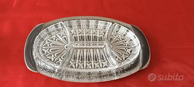 Antipastiera vassoio inox + scomparti cristallo
