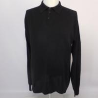 Johnston & Murphy polo manica lunga nera pura seta