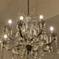 Lampadario vintage argento  pendagli in cristallo
