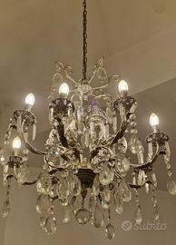 Lampadario vintage argento  pendagli in cristallo
