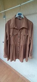 Camicia donna velluto color cammello 
