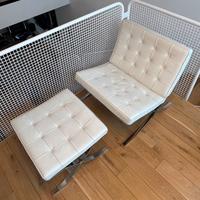 BARCHELONA CHAIR IN PELLE WHITE by KNOLL STUDIO