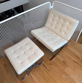 BARCHELONA CHAIR IN PELLE WHITE by KNOLL STUDIO