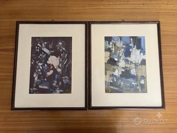 Coppia quadri astratti Raffaele Cattolica 37x45