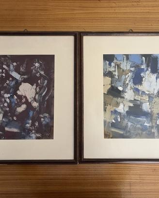 Coppia quadri astratti Raffaele Cattolica 37x45