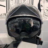 CASCO DIEFFE DEMIJET NERO OPACO DOPPIA VISIERA