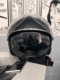 CASCO DIEFFE DEMIJET NERO OPACO DOPPIA VISIERA