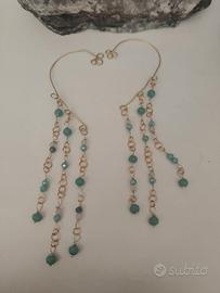 orecchini ear cuff cristalli celesti e ottone