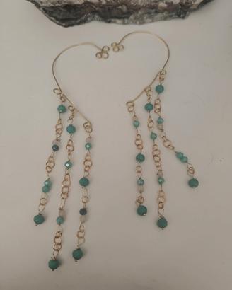 orecchini ear cuff cristalli celesti e ottone