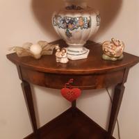 tavolino ad angolo in radica di noce lati 50 h78