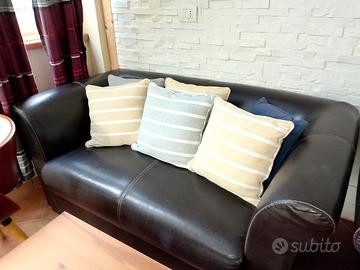 Coppia Divani 2 Posti in Ecopelle Marrone Cioccola