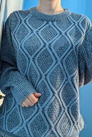 Maglione azzurro a rombi taglia XXL (misto lana)