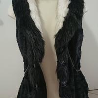"Gilet pelliccia sintetica nero bianco  tagli