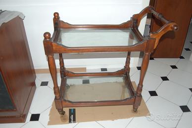 Carrello portavivande  in legno e vetro