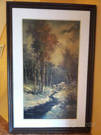 Quadro Dipinto ad olio firmato cornice ricamata