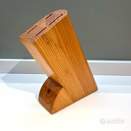 Ceppo portacoltelli in legno massello vintage