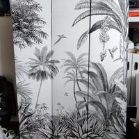 Paravento in stile giungla bianco e nero