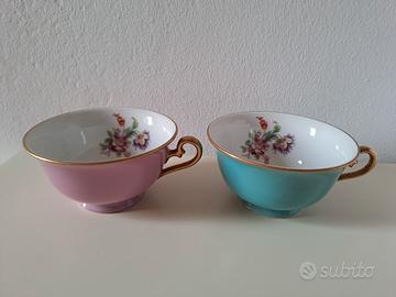 Richard Ginori tazze collezione verde rosa anni 50