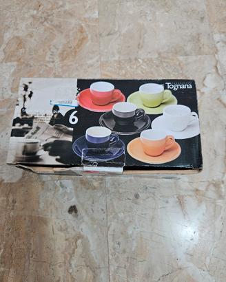 Set 6 tazzine nere caffe'  con piattinoTognana