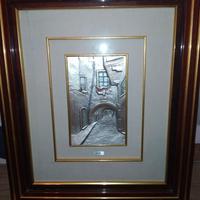 Quadri doppia cornice mogano lastra argento