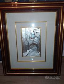 Quadri doppia cornice mogano lastra argento