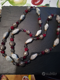 Perle fermaglio argento e vetro di Murano vintage