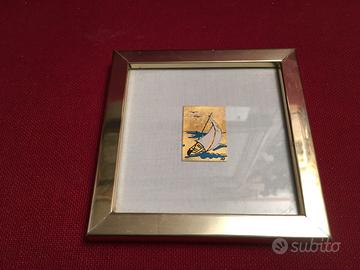 Piccolo dipinto lavorazione a mano su foglia oro.