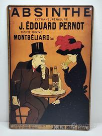 Targa Vintage Assenzio Pernot in Metallo 30x20cm