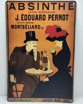 Targa Vintage Assenzio Pernot in Metallo 30x20cm