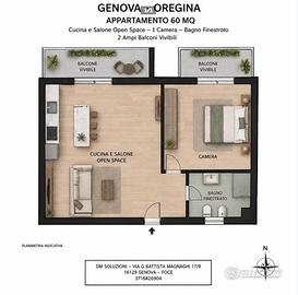 Oregina bilocale con due balconi