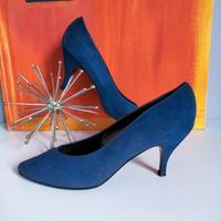 Décolleté camoscio blu anni 80