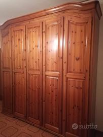 armadio 5 ante legno massello 