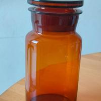 Antico VASO FARMACIA in vetro ambrato con tappo