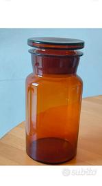 Antico VASO FARMACIA in vetro ambrato con tappo