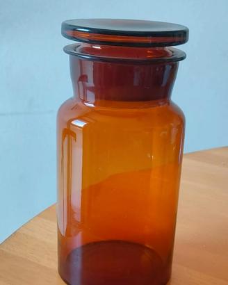 Antico VASO FARMACIA in vetro ambrato con tappo