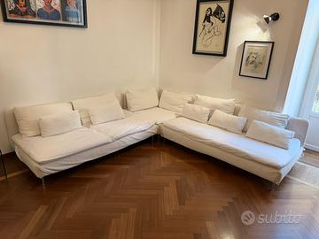 Divano bianco in tessuto 7 posti