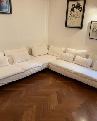 Divano bianco in tessuto 7 posti