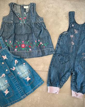 Set in denim per bimba 3-6 mesi