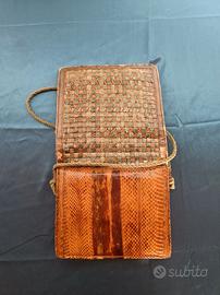 Borsetta Vintage Pelle Intrecciata Effetto Pitone 