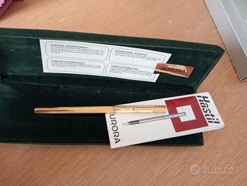 Penna Aurora placcata oro laminato 18 k nuova